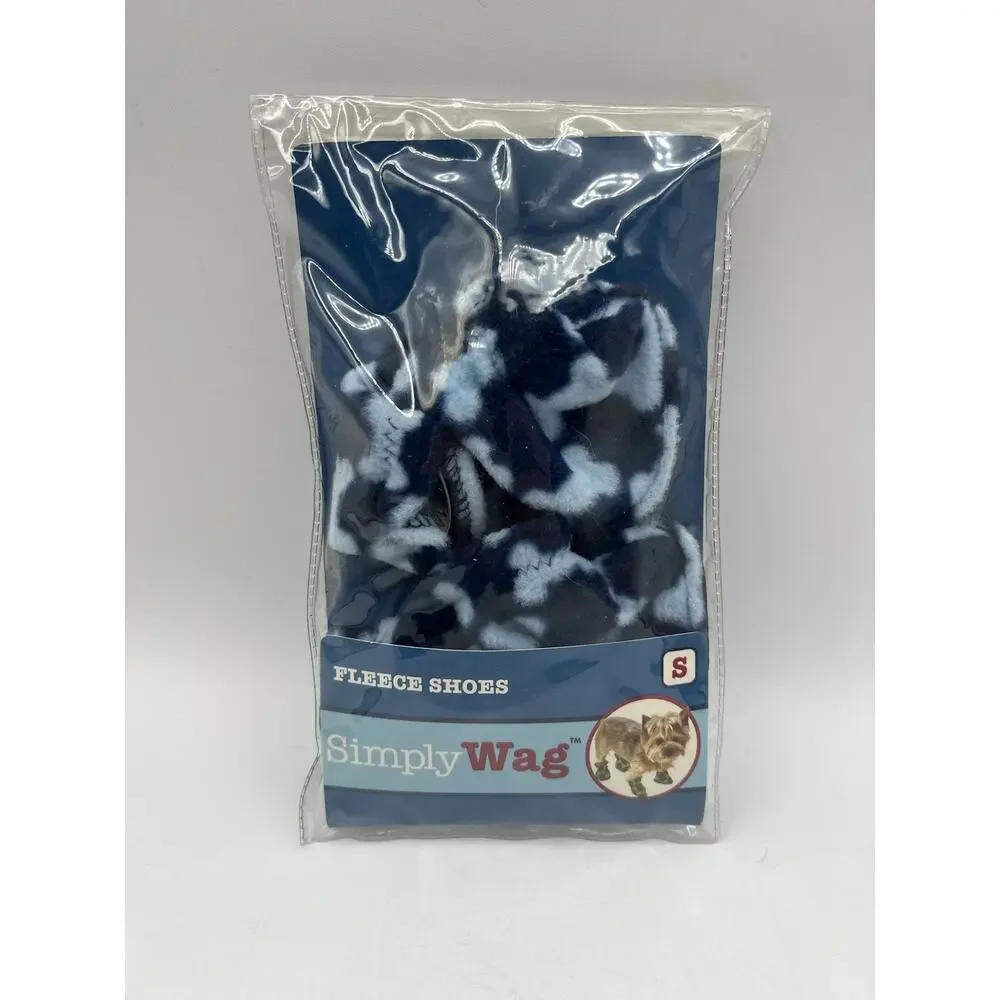 Simply Wag Dog Fleece Shoes Size Small Blue Boots Paw Protector 4 Pack